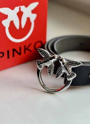 Ремень женский кожаный pinko black/silver черный пинко пояс серебряная жесть