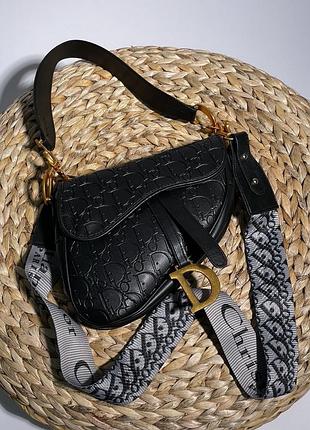 Сумка женская christian dior saddle черная седло сумка кристиан диор кросс-боди