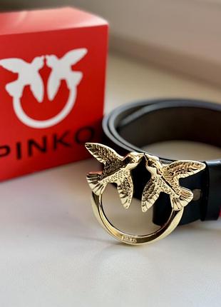 Ремінь жіночий шкіряний pinko black/gold чорний пінко пояс золота жерсть