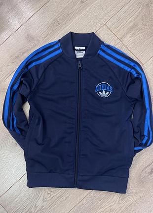 Спортивна мастерка на хлопчика, кофта на замку від бренду adidas, оригінал, зріст 122-128