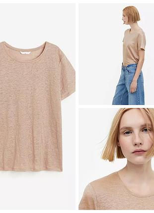 Нова бежева жіноча футболка з льону від h&m