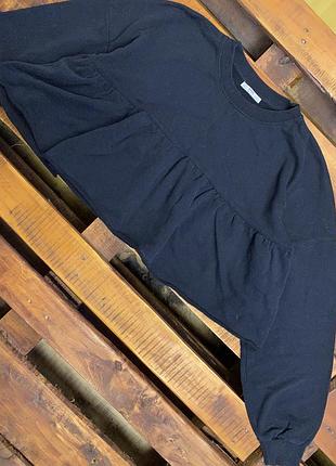 Жіноча укорочена бавовняна кофта (світшот) zara (зара лр ідеал оригінал чорна)