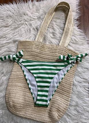 Біло зелені плавки від купальника primark в смужку рубчик на зав’язках