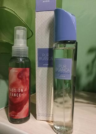 Набор женский: парфюмированный спрей для тела 100 мл и туалетная вода pur blanca elegance 50 мл