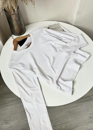 Білий базовий вкорочений лонг від h&m кроп топ