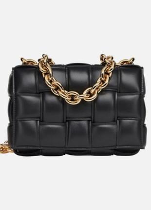 Сумка боттега ботега bottega veneta эко кожа чёрная с цепью