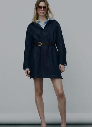 Нова джинсова сукня поло оверсайз темно синього кольору h&m