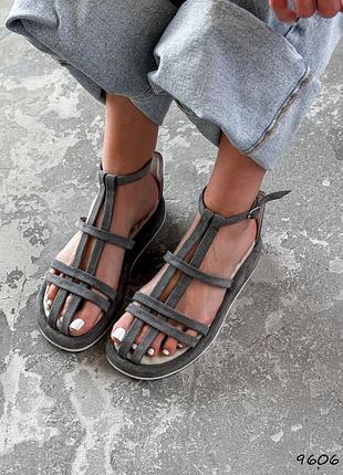 Sale женские замшевые серые босоножки летние натуральная замша лето