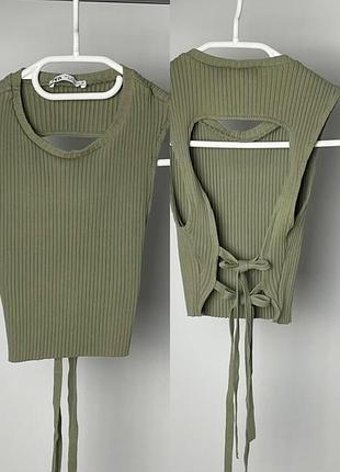 Топ майка в рубчик zara з відкритою спинкою