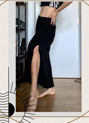 Максі спідниця трикотаж підлогу довга юбка натуральна гумці база розрізи класика oldmoney