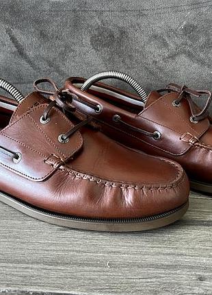 Tommy hilfiger р 45 шкіряні топсайдери коричневі чоловічі мокасини мужские топсайдеры кожаные