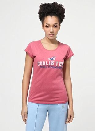 Зручна рожева бавовняна футболка популярного американського бренду hollister