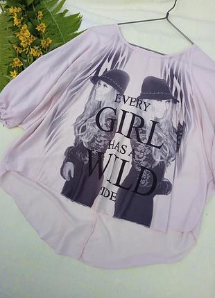 Блуза шифоновая, разлетайка с рисунком,54-56разм.