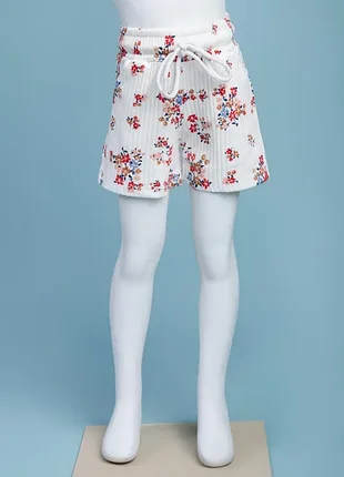Шорти для дівчаток 8402-19 білі короткі квітковий принт