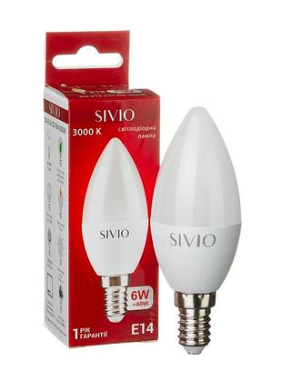 Led-лампа е14 с37 6w тепла біла 3000к sivio