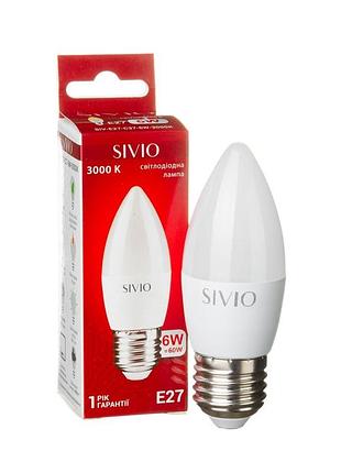 Led-лампа е27 с37 6w тепла біла 3000к sivio