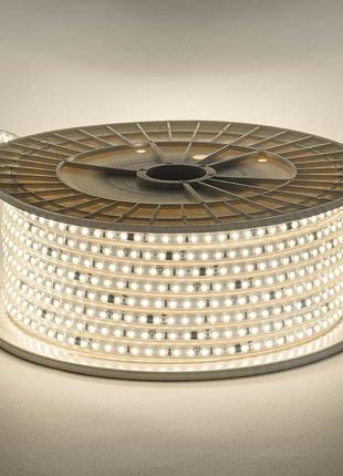 Світлодіодна стрічка нейтральна біла 220v герметична avt smd2835 120 led/м 9 вт/м ip65 11х5.5mm