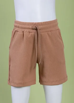 Шорти для дівчаток 74030-1 коричневі рубчик короткі
