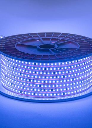 Світлодіодна стрічка синя 220v герметична avt smd2835 120 led/м 9 вт/м ip65 11х5.5mm