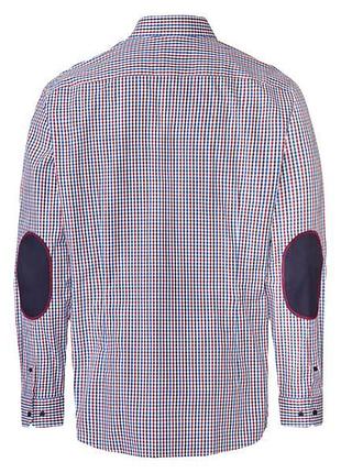 Брендовая рубашка в клетку с накладками на локтях
