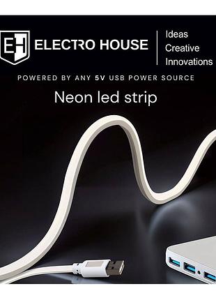 Led неонова стрічка 10вт 5в smd2835, 96 діодів, нейтральний білий 4000к, серія neon 5v, гарантія 3 роки