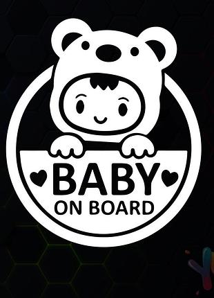 Наклейка: baby on board - мишка (007)