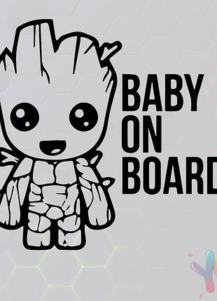 Наклейка: baby on board - грут малыш (010)