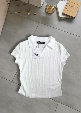 Нова! футболка поло з м’якого фактурного трикотажу топ zara