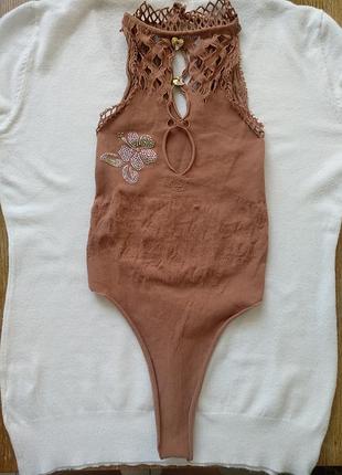 Гімнастичний купальник тілесного кольору зі стразами, для танців, гімнастики, фітнесу. гудзики сваровські