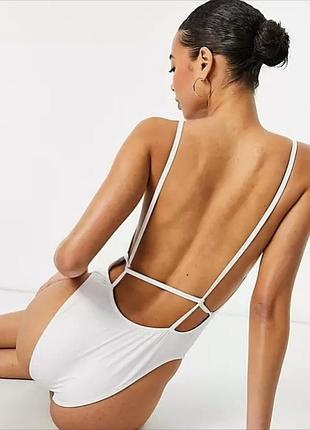 Суцільний білий купальник на високий зріст asos tall