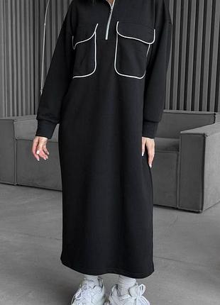 Женское длинное трикотажное платье, трикотажное платье с длинным рукавом, оверсайз, замеры в описании