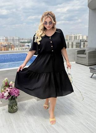 Жіноча легка вільна чорна літня сукня | 070