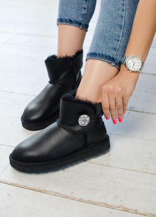 Ugg originals с пуговкой женские сапоги угги черные