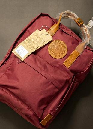 Рюкзак місткий зі шкіряною ручкою kånken бордового кольору розмір 38*28*14 см