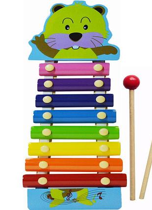 Дитяча іграшка ксилофон md0712 дерев'яний  бобер