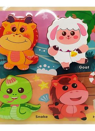 Дерев'яні пазли-вкладиші 58570 дракон