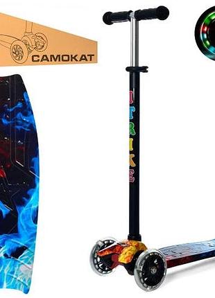 Самокат дитячий maxi itrike jr 3-055-1-wp14 з підсвічуванням