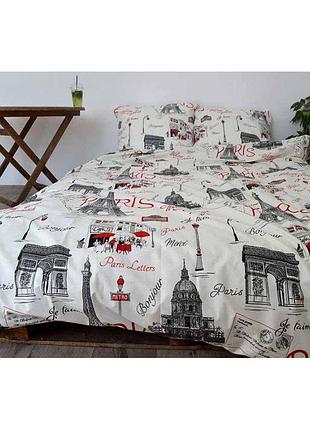 Пододеяльник вилена бязь голд евро макси размер 220х240  эйфелева башня красный