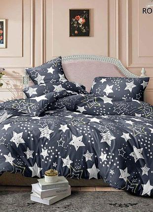 Простынь на резинке вилена бязь голд звезды на темном размер 160х200 +25