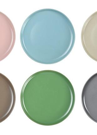 Тарелка сервировочная керамическая круглая разноцветная плоская 20 см. цвет тарелки - в ассортименте