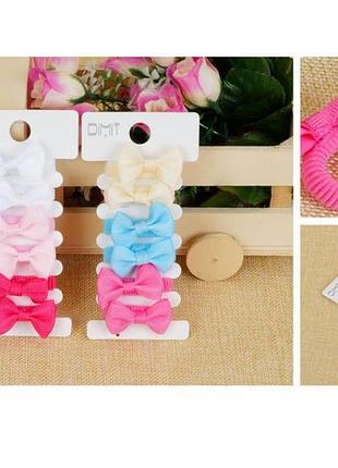 Резинка для волос детская фигурная в ассортименте набор 6 шт. бантики. аксессуары для красоты.