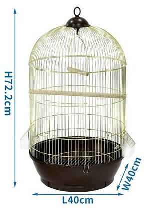 Клетка овальная желтая из железной проволоки для мелких птиц nobleza. д40хш40хв72 см. аксессуары для птиц.