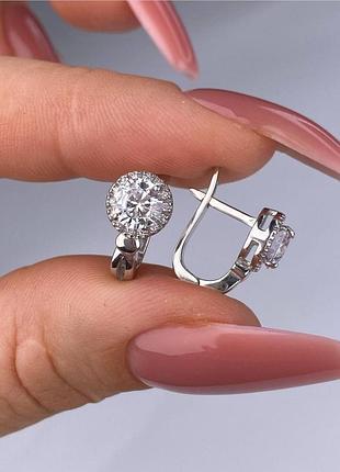 Серебряные серьги 925 пробы с фианитами
