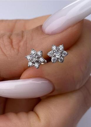 Серьги гвоздики из серебра 925 пробы