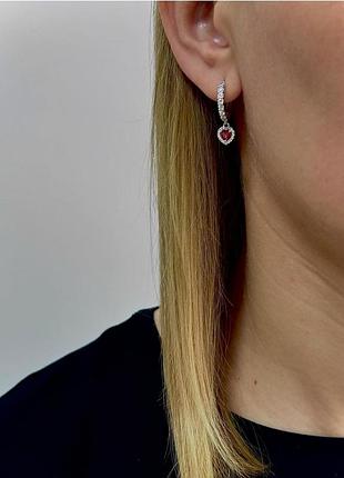 Сережки срібні із серцем 3