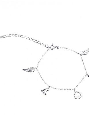 Браслет срібний із підвісами для мами