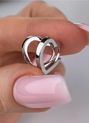 Серьги серебряные сердечки