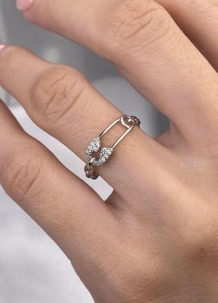 Кольцо серебряное булавка 925 пробы