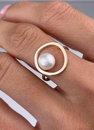 Кольцо серебряное с жемчугом