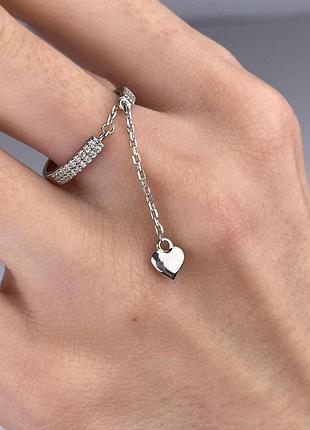 Кольцо серебряное с сердечком